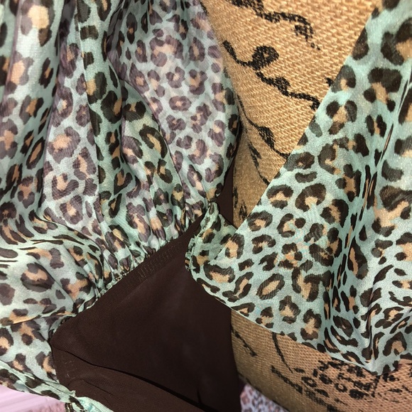 EYWASOULS GREEN 100% ‘CHIFFON’ LEOPARD PRINT - Picture 7 of 16